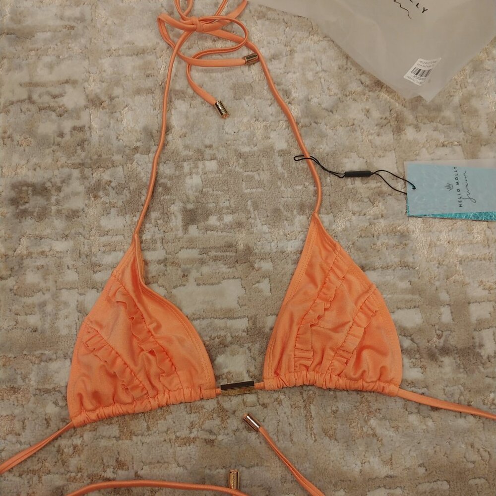 BRAND NEW Hello Molly Tiki Tease Swim Top Orange: Size LARGE
